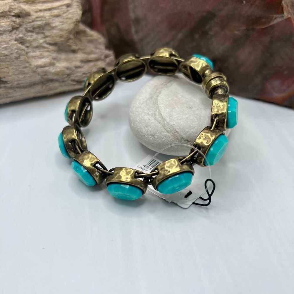 Chicos NWT Antique Gold and Turquoise Bangle Bracelet